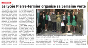 article Dauphiné du 03.05.22 Semaine Verte
